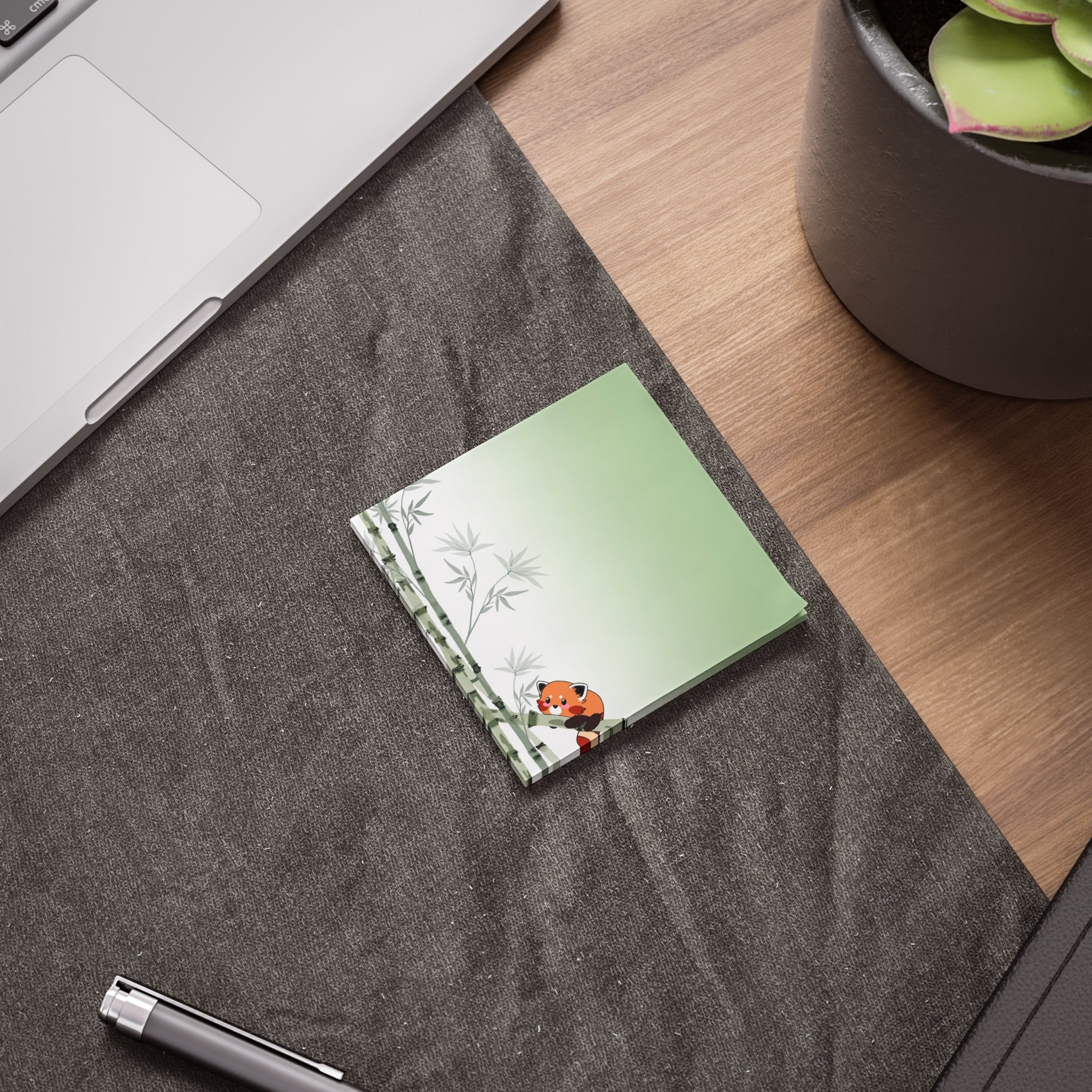 Green Bamboo Red Panda Post-it Note Pads — Cute Sticky Notes for Office, School & Gifts