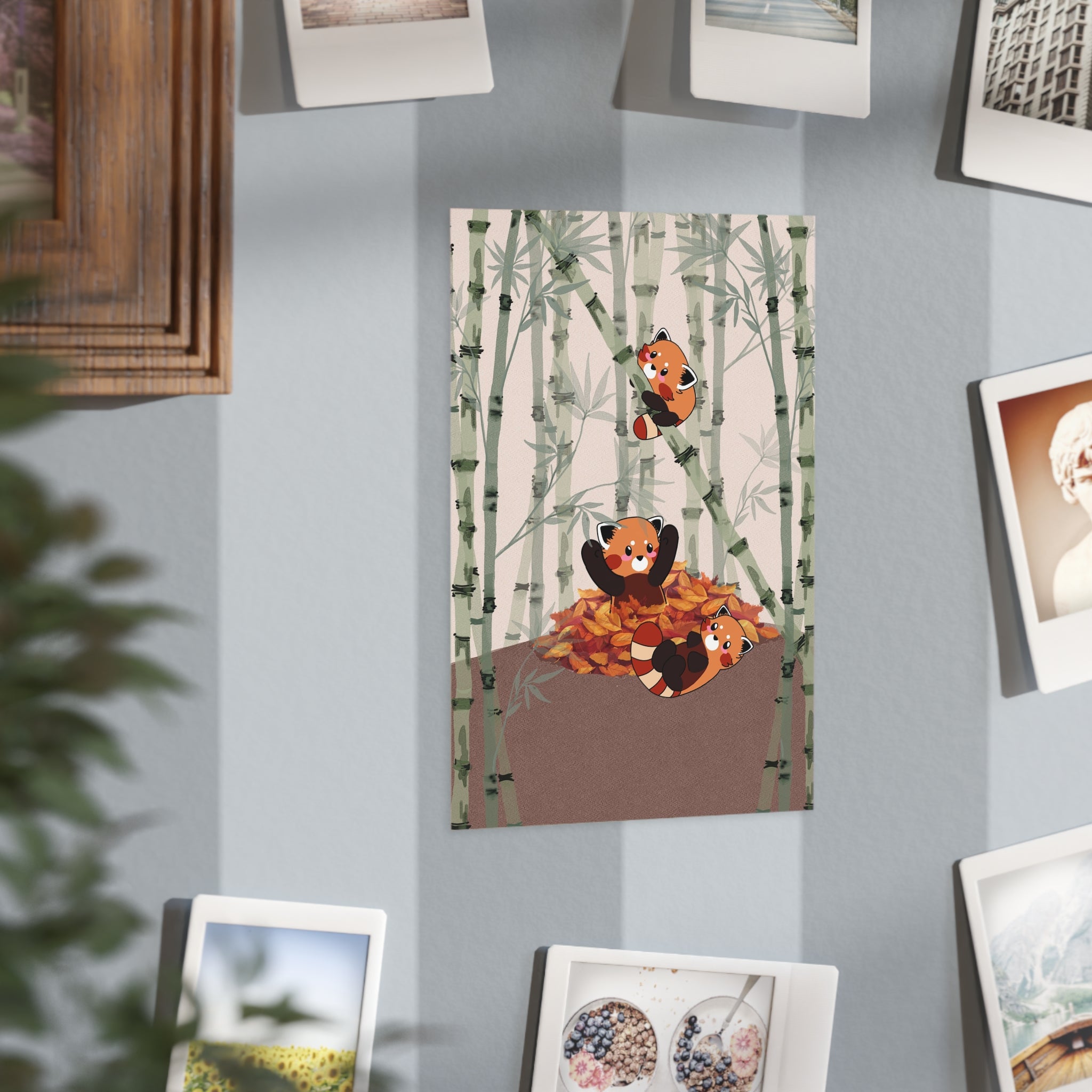 Red Panda Bamboo Art Print — Cute Autumn Wall Decor (Unframed)