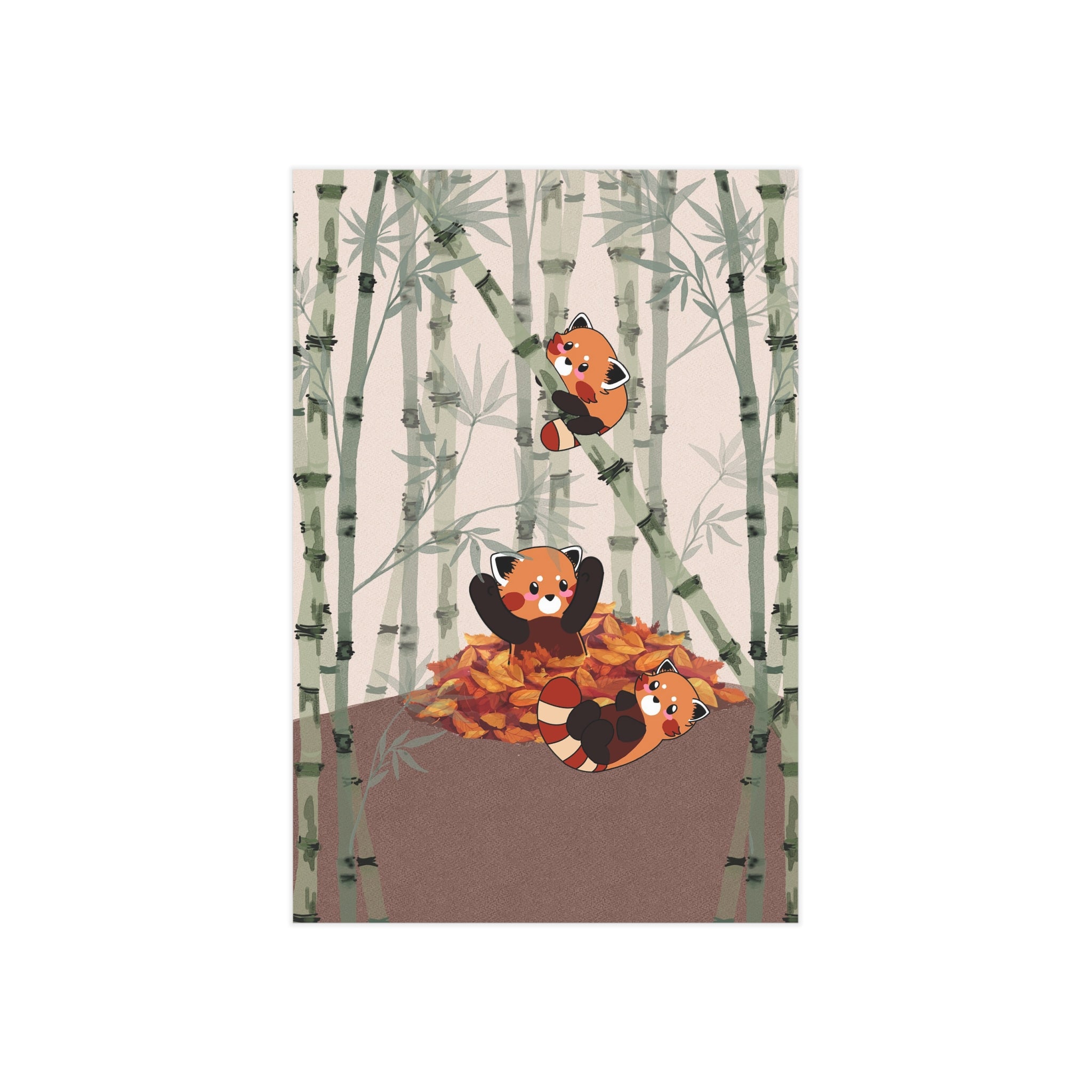 Red Panda Bamboo Art Print — Cute Autumn Wall Decor (Unframed)