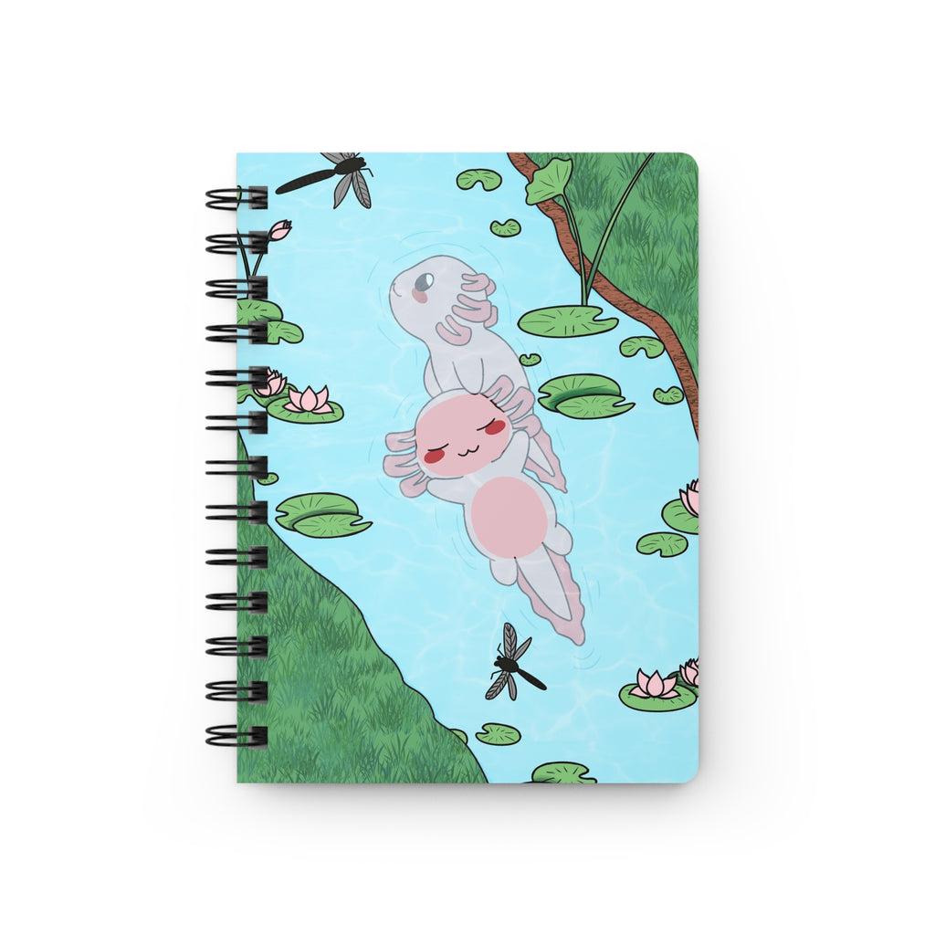 Axolotl Pond Spiral Notebook — Cute Kawaii Watercolor Journal