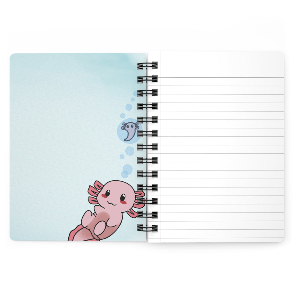 Axolotl Pond Spiral Notebook — Cute Kawaii Watercolor Journal