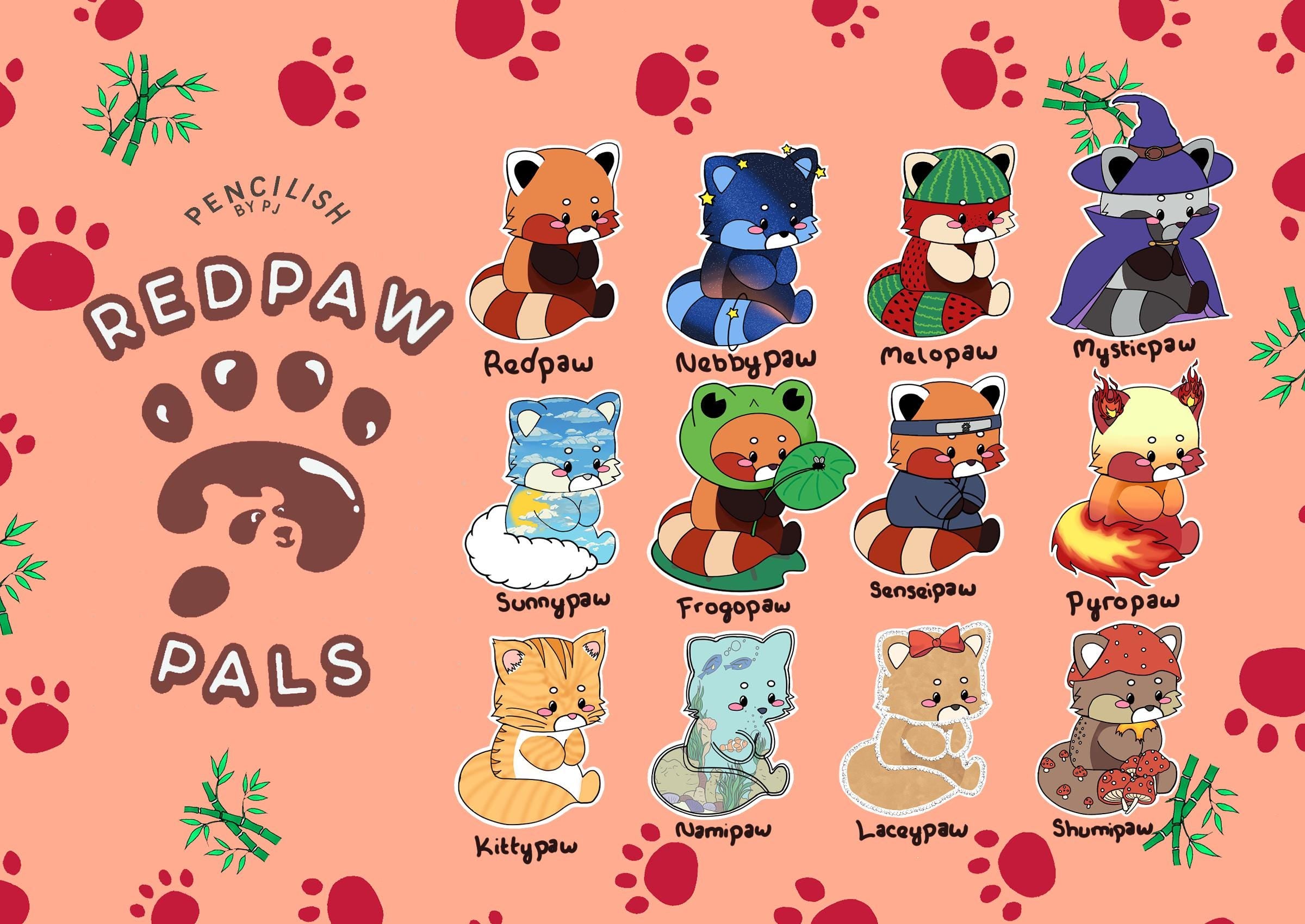 Cute Red Panda Stickers, Theme Pandas Vinyl Sticker Pack | Redpaw Pals Sticker Collection